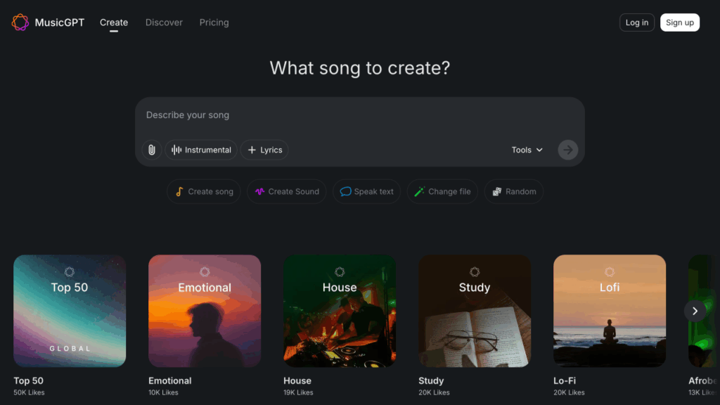 Music GPT トップ画面