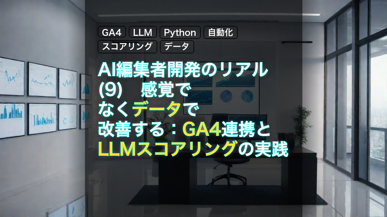 AI編集者開発のリアル(9)　感覚でなくデータで改善する：GA4連携とLLMスコアリングの実践 — GA4, LLM, Python
