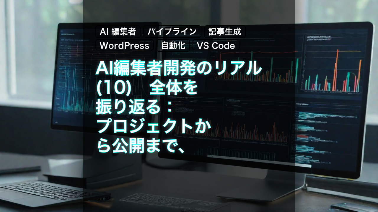 AI編集者開発のリアル(10)　全体を振り返る：プロジェクトから公開まで、ai-editor の全パイプライン — AI 編集者, パイプライン, 記事生成
