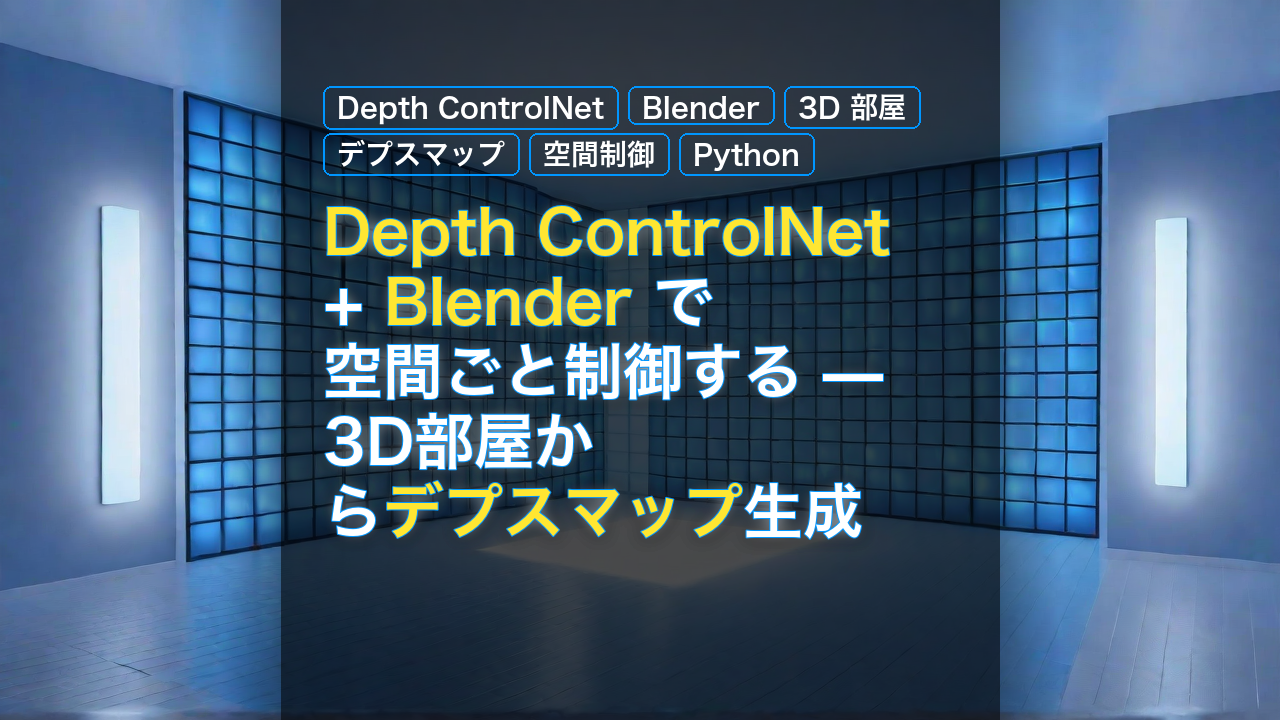Depth ControlNet + Blender で空間ごと制御する — 3D部屋からデプスマップ生成 — Depth ControlNet, Blender, 3D 部屋