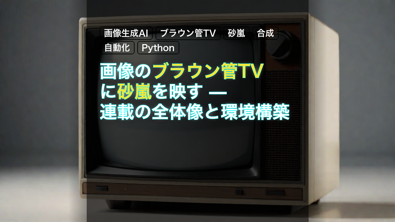 画像のブラウン管TVに砂嵐を映す — 連載の全体像と環境構築 — 画像生成AI, ブラウン管TV, 砂嵐