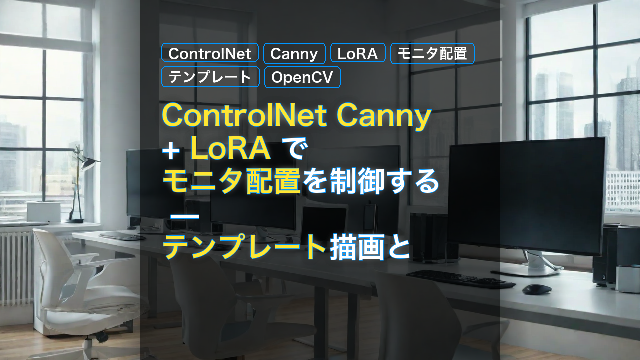 ControlNet Canny + LoRA でモニタ配置を制御する — テンプレート描画と生成実験 — ControlNet, Canny, LoRA