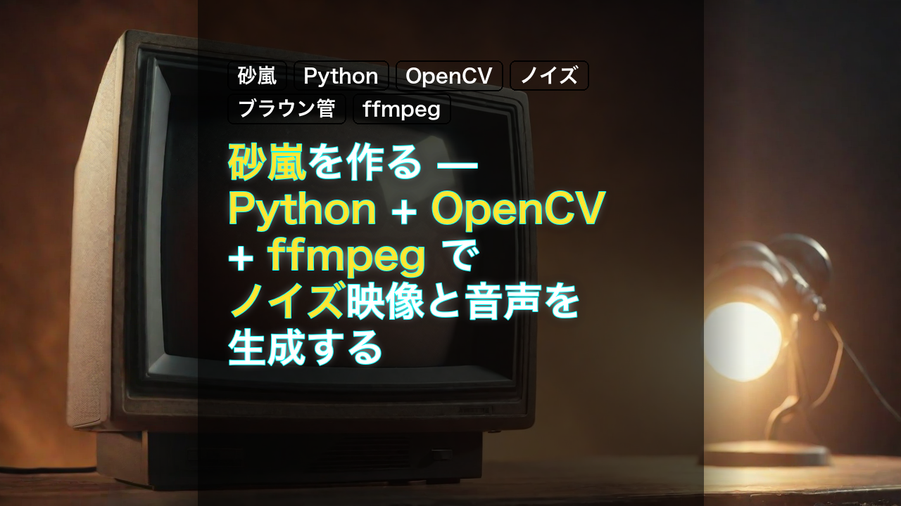 砂嵐を作る — Python + OpenCV + ffmpeg でノイズ映像と音声を生成する — 砂嵐, Python, OpenCV
