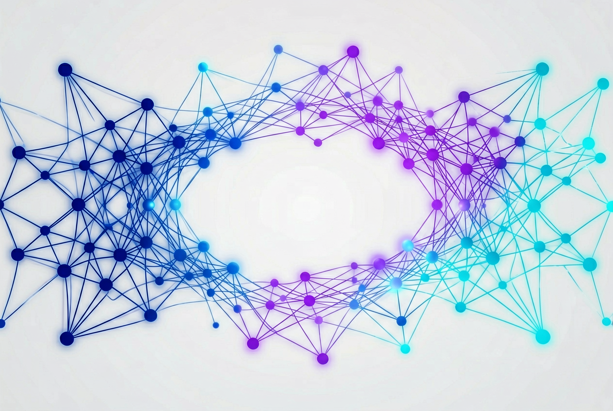 ERNIE-Image-Turbo で生成した、中央にテキストを重ねる余白を残した抽象ニューラル背景