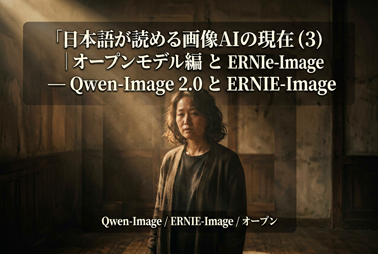 連載第 3 回のアイキャッチを Turbo seed=2025 で生成した結果。末尾の「地」が脱落している