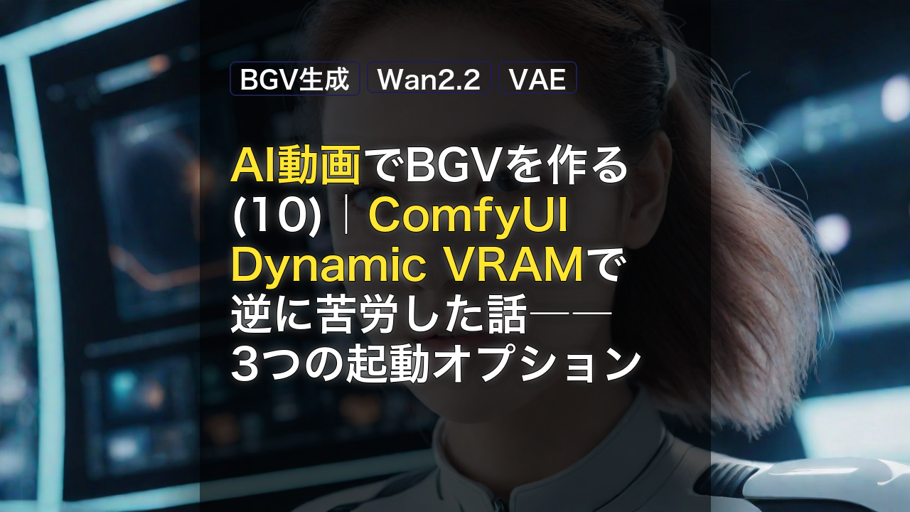 AI動画でBGVを作る(10)｜ComfyUI Dynamic VRAMで逆に苦労した話――3つの起動オプション — ComfyUI, Dynamic VRAM, BGV生成