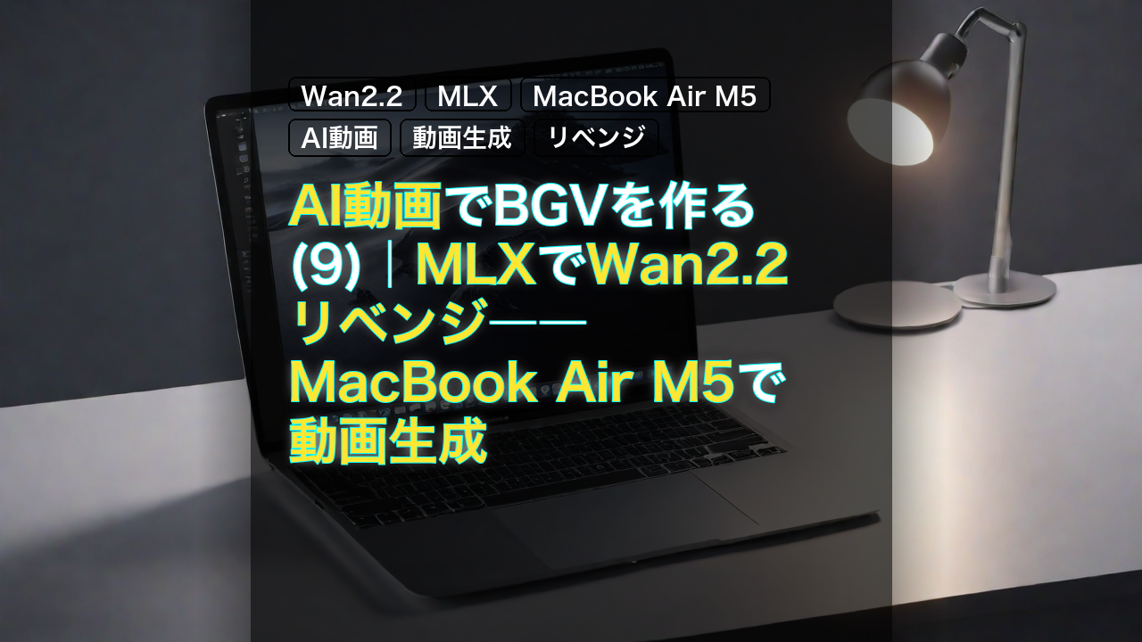 AI動画でBGVを作る(9)｜MLXでWan2.2リベンジ――MacBook Air M5で動画生成 — Wan2.2, MLX, MacBook Air M5
