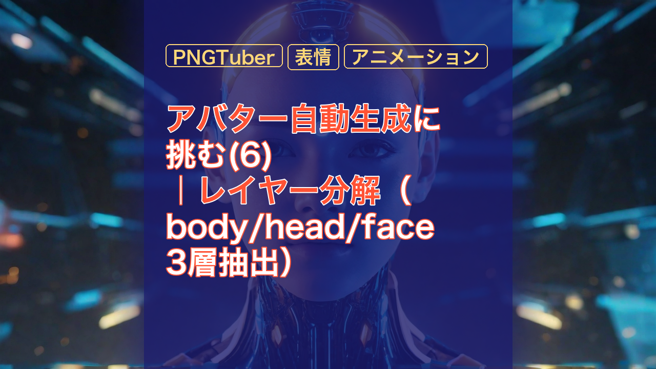 アバター自動生成に挑む(6)｜レイヤー分解（body/head/face 3層抽出） — アバター, レイヤー分解, PNGTuber