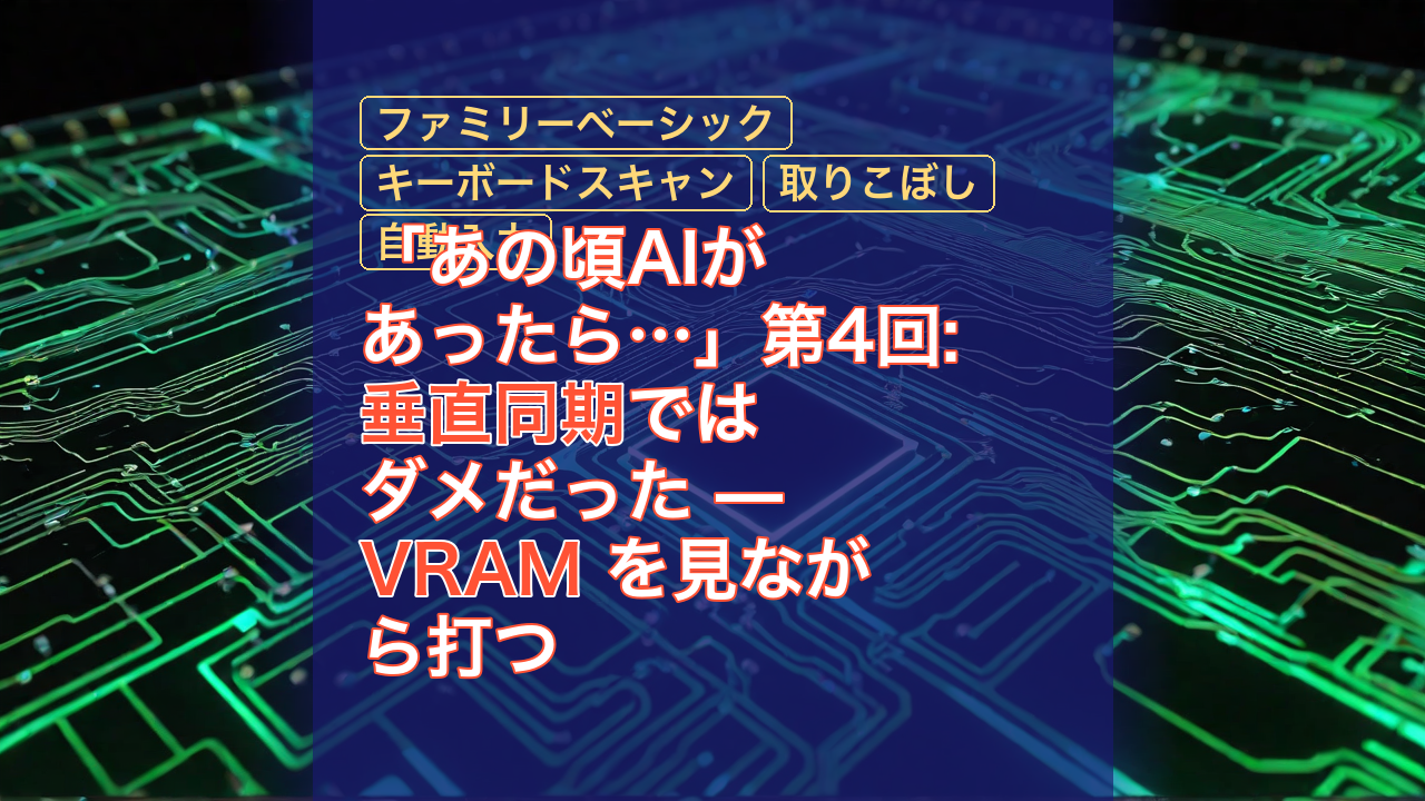 「あの頃AIがあったら…」第4回: 垂直同期ではダメだった — VRAM を見ながら打つ — 垂直同期, VRAM, ファミリーベーシック
