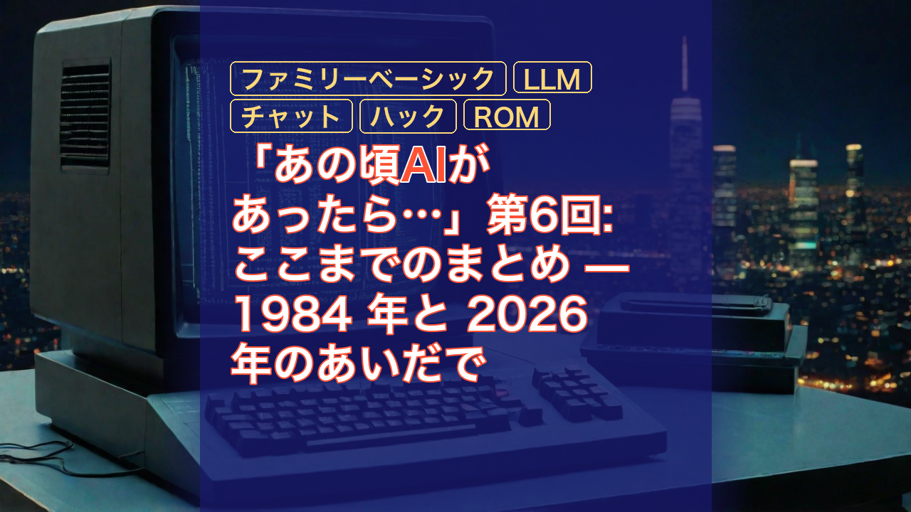 「あの頃AIがあったら…」第6回: ここまでのまとめ — 1984 年と 2026 年のあいだで — AI, ファミリーベーシック, LLM