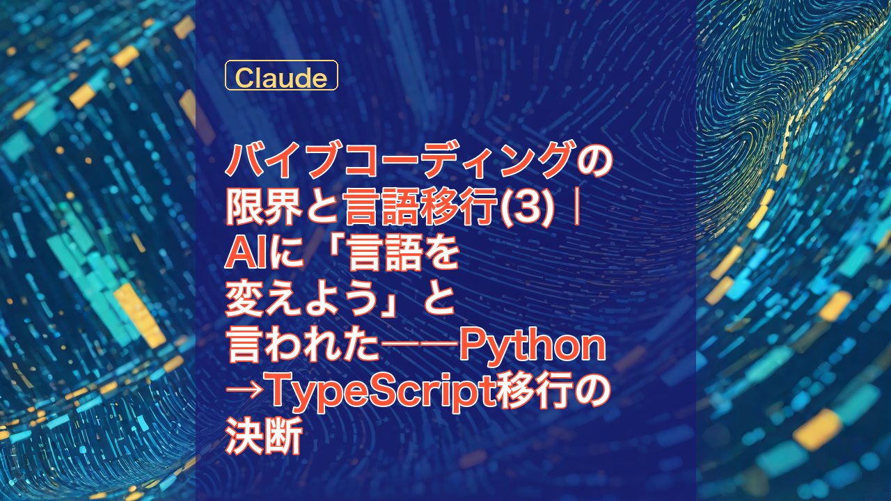 バイブコーディングの限界と言語移行(3)｜AIに「言語を変えよう」と言われた――Python→TypeScript移行の決断 — バイブコーディング, 言語移行, Python