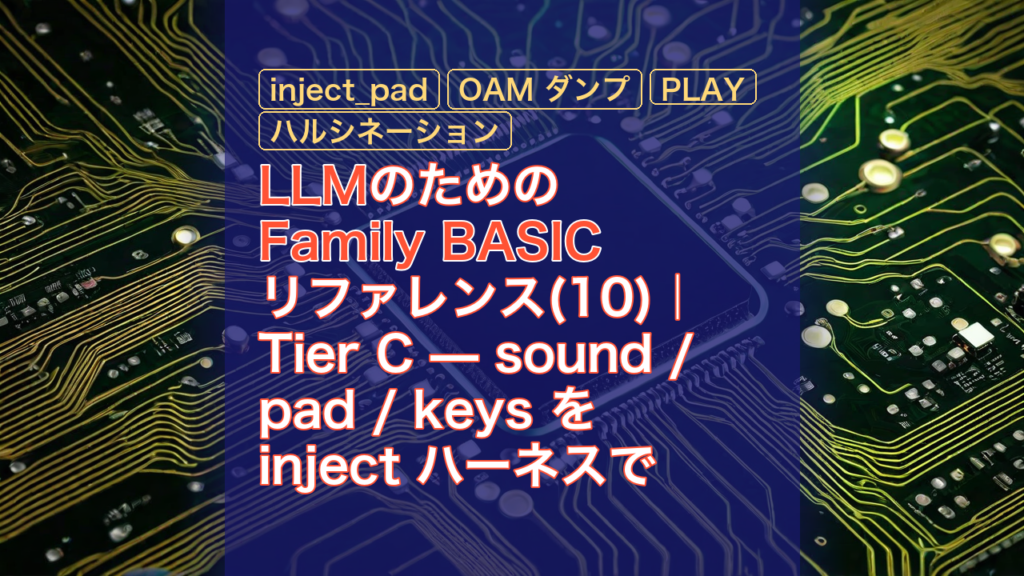 LLMのためのFamily BASICリファレンス(10)｜Tier C — sound / pad / keys を inject ハーネスで観察する — Family BASIC, LLM, inject_pad
