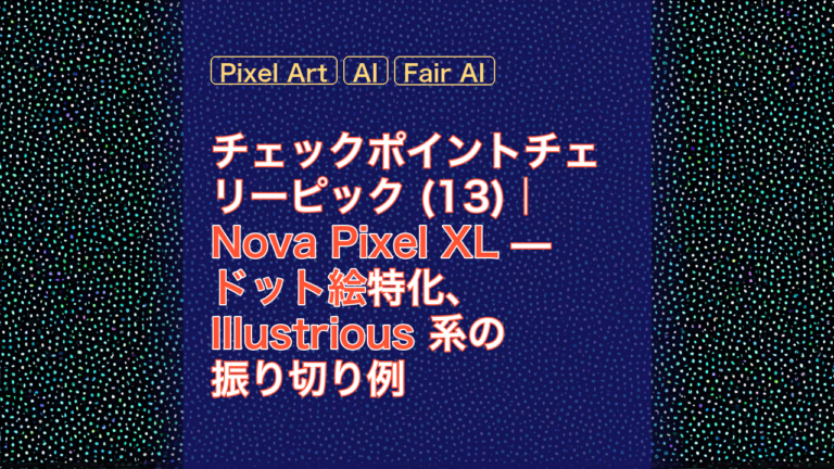 チェックポイントチェリーピック (13)｜Nova Pixel XL — ドット絵特化、Illustrious 系の振り切り例 — ドット絵, Pixel Art, Nova Pixel XL