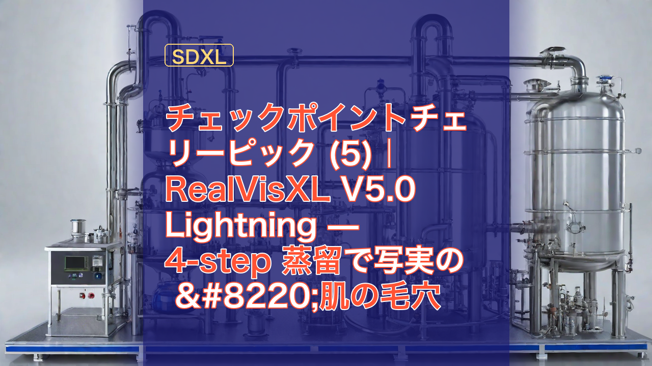 チェックポイントチェリーピック (5)｜RealVisXL V5.0 Lightning — 4-step 蒸留で写実の “肌の毛穴” は残るか — RealVisXL, 蒸留, チェックポイント