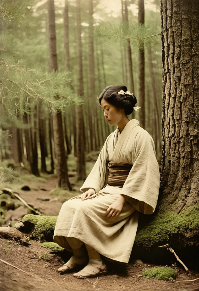 岩の上で髪を梳く山女 (Juggernaut-XL_v9 生成)