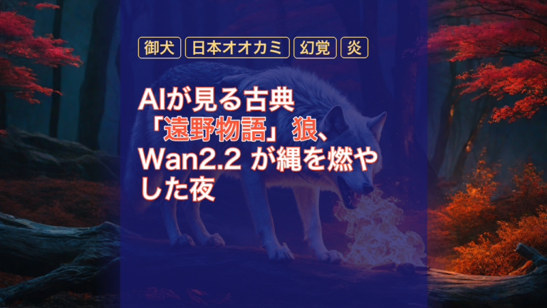 AIが見る古典「遠野物語」狼、Wan2.2 が縄を燃やした夜 — 遠野物語, 御犬, 日本オオカミ