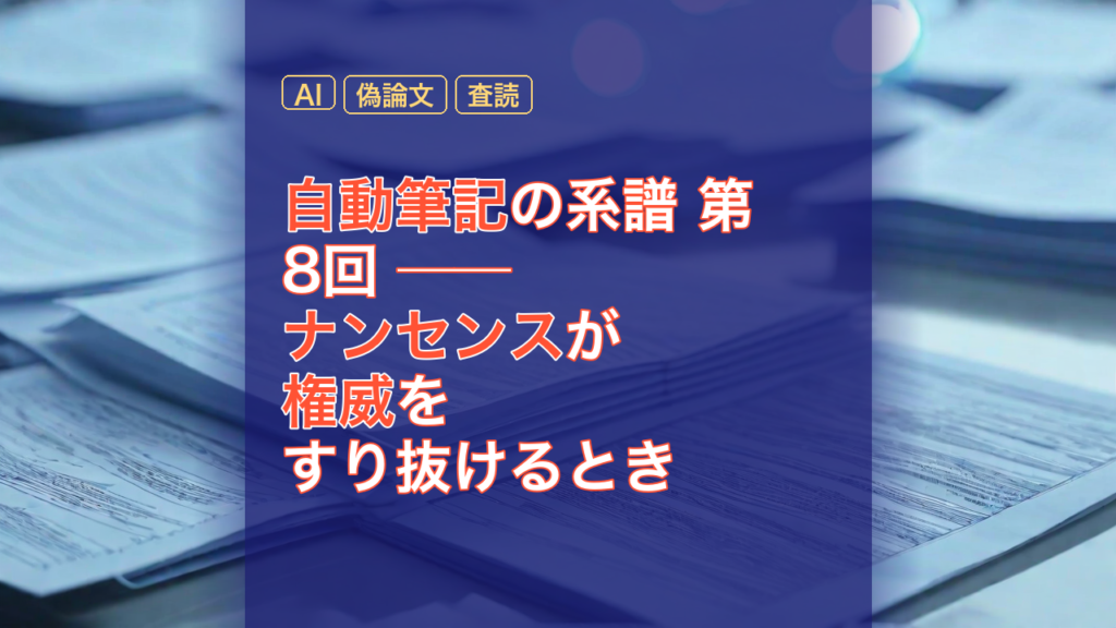 自動筆記の系譜 第8回 ── ナンセンスが権威をすり抜けるとき — 自動筆記, AI, ナンセンス