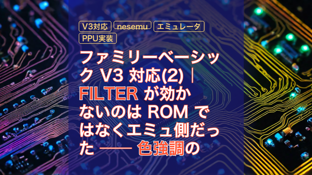 ファミリーベーシック V3 対応(2)｜FILTER が効かないのは ROM ではなくエミュ側だった ── 色強調の未実装を埋める — V3対応, FILTER, nesemu