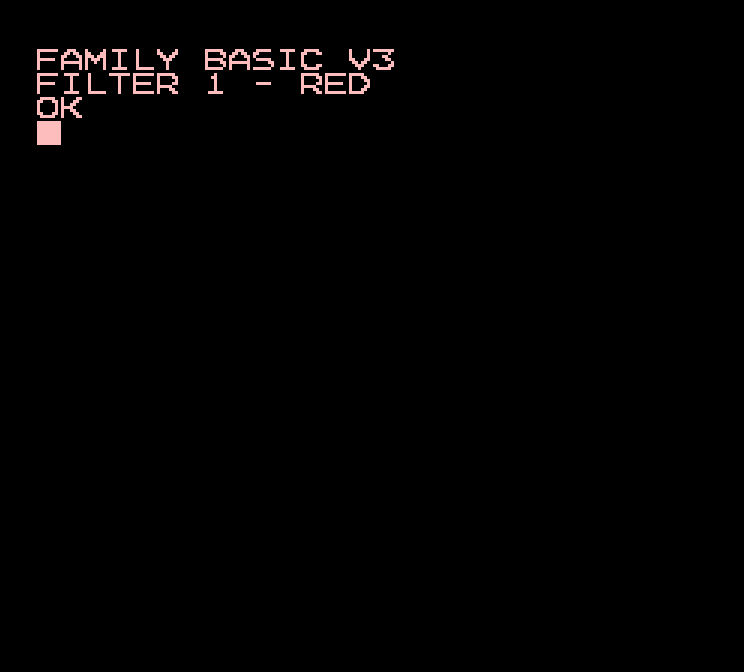 FILTER 1。白文字が (253,189,189) の赤/ピンクに着色される