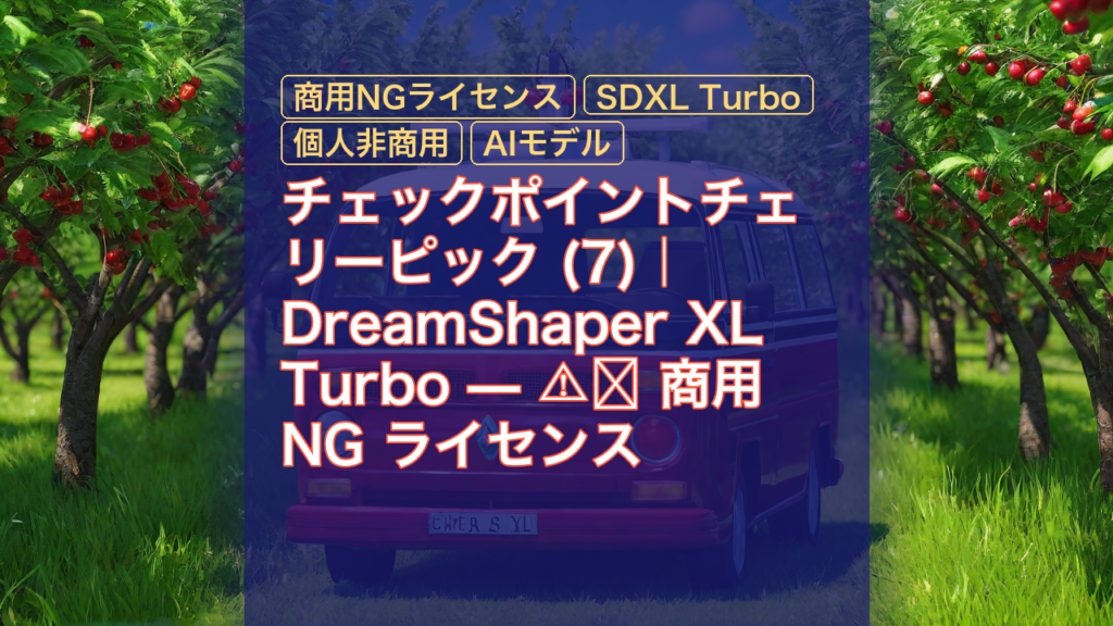 チェックポイントチェリーピック (7)｜DreamShaper XL Turbo — ⚠️ 商用 NG ライセンス — DreamShaper XL Turbo, 商用NGライセンス, チェックポイントチェリー