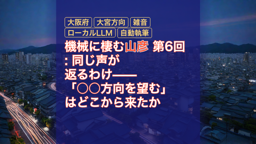 機械に棲む山彦 第6回: 同じ声が返るわけ——「○○方向を望む」はどこから来たか — 大阪府, 大宮方向, 山彦
