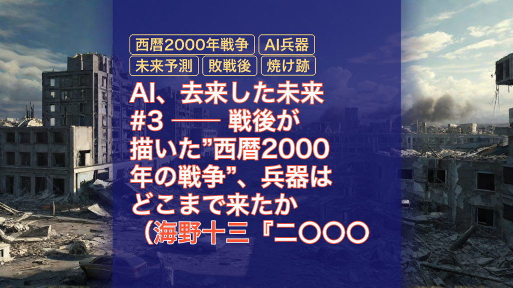 AI、去来した未来 #3 ── 戦後が描いた”西暦2000年の戦争”、兵器はどこまで来たか（海野十三『二〇〇〇年戦争』） — 西暦2000年戦争, AI兵器, 未来予測