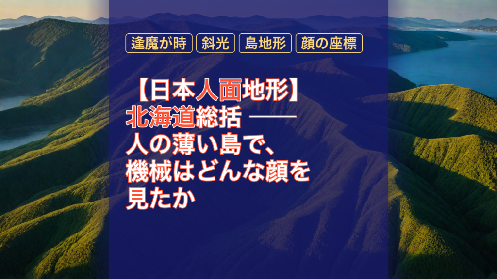 【日本人面地形】北海道総括 ── 人の薄い島で、機械はどんな顔を見たか — 北海道, 人面, 逢魔が時