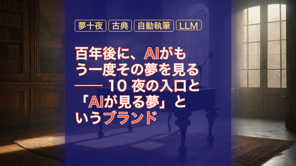 百年後に、AIがもう一度その夢を見る ── 10 夜の入口と「AIが見る夢」というブランド — AI, 夢十夜, 古典