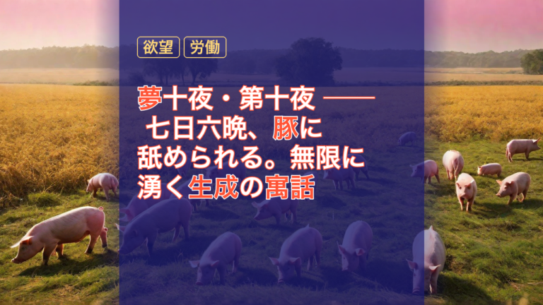 夢十夜・第十夜 ── 七日六晩、豚に舐められる。無限に湧く生成の寓話 — 豚, 欲望, 労働