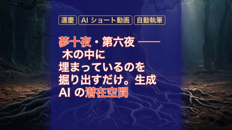 夢十夜・第六夜 ── 木の中に埋まっているのを掘り出すだけ。生成 AI の潜在空間 — 生成 AI, 潜在空間, 夢十夜