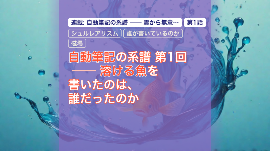 自動筆記の系譜 第1回 ── 溶ける魚を書いたのは、誰だったのか — 自動筆記, シュルレアリスム, 誰が書いているのか