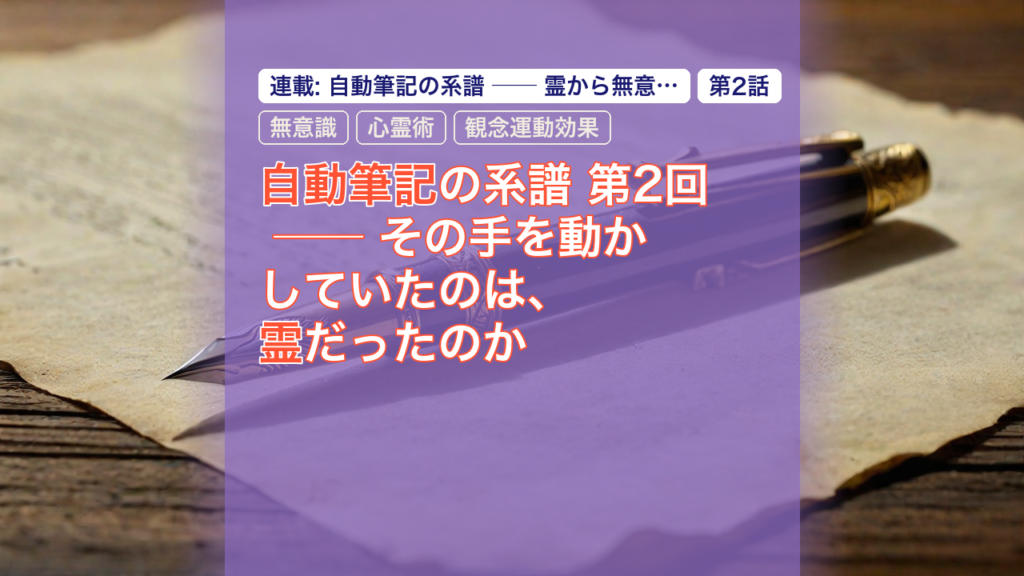 自動筆記の系譜 第2回 ── その手を動かしていたのは、霊だったのか — 自動筆記, 霊, 無意識