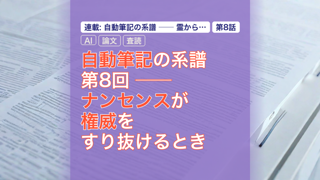 自動筆記の系譜 第8回 ── ナンセンスが権威をすり抜けるとき — 自動筆記, AI, ナンセンス