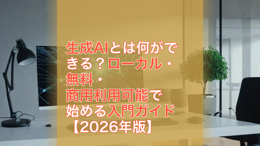 生成AIとは何ができる？ローカル・無料・商用利用可能で始める入門ガイド【2026年版】 — 生成AI, ローカル, 無料