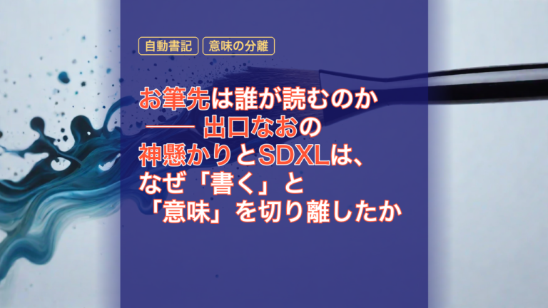 お筆先は誰が読むのか ── 出口なおの神懸かりとSDXLは、なぜ「書く」と「意味」を切り離したか — 出口なお, 自動書記, SDXL