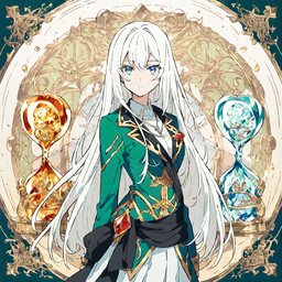 星時・緑竜のサムネイル。白い長髪に青い瞳、金の装飾を施した緑のブレザーのバストを中央で切り出した256×256の静止画