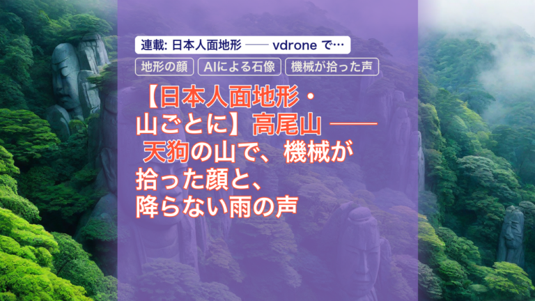 【日本人面地形・山ごとに】高尾山 ── 天狗の山で、機械が拾った顔と、降らない雨の声 — 高尾山, 天狗, 日本人面地形