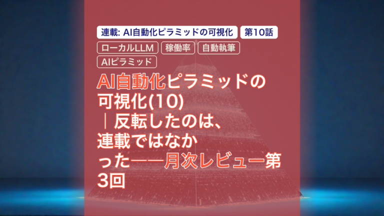 AI自動化ピラミッドの可視化(10)｜反転したのは、連載ではなかった――月次レビュー第3回 — AI自動化, ローカルLLM, 稼働率
