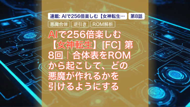 AIで256倍楽しむ【女神転生】[FC] 第8回｜合体表をROMから起こして、どの悪魔が作れるかを引けるようにする — 女神転生, 悪魔合体, 逆引き