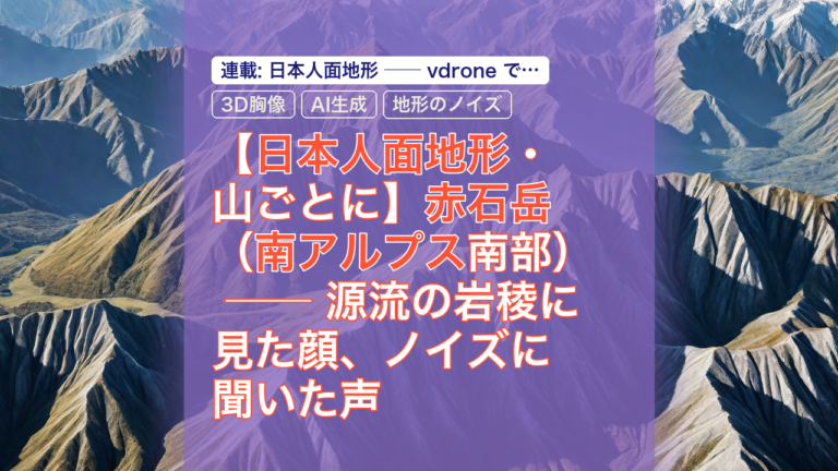 【日本人面地形・山ごとに】赤石岳（南アルプス南部） ── 源流の岩稜に見た顔、ノイズに聞いた声 — 赤石岳, 南アルプス, 日本人面地形