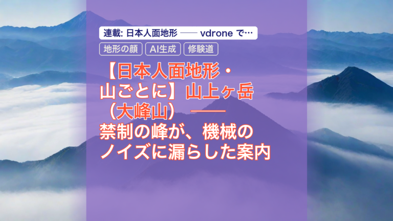 【日本人面地形・山ごとに】山上ヶ岳（大峰山） ── 禁制の峰が、機械のノイズに漏らした案内 — 山上ヶ岳, 大峰山, 日本人面地形
