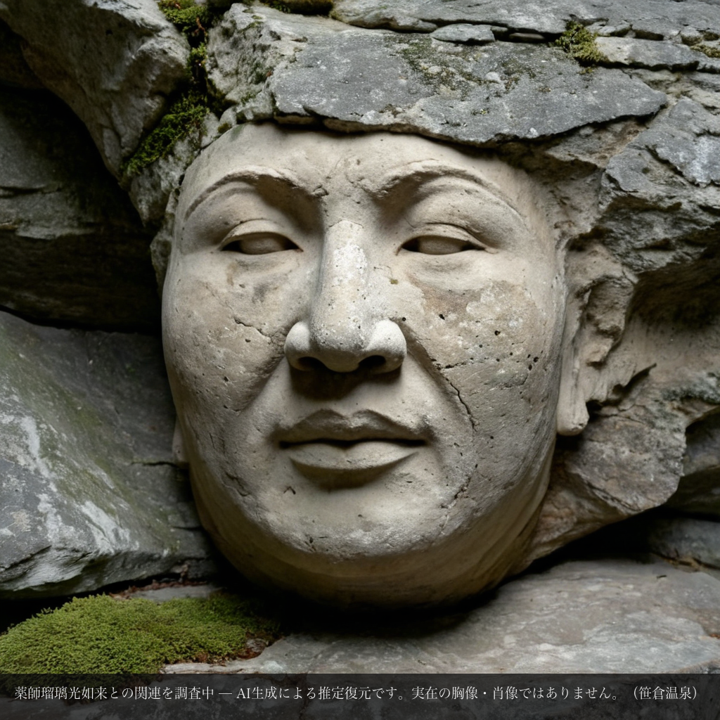 妙高山の起伏から起こした復元胸像(AI生成の推定復元。実在の像ではありません)