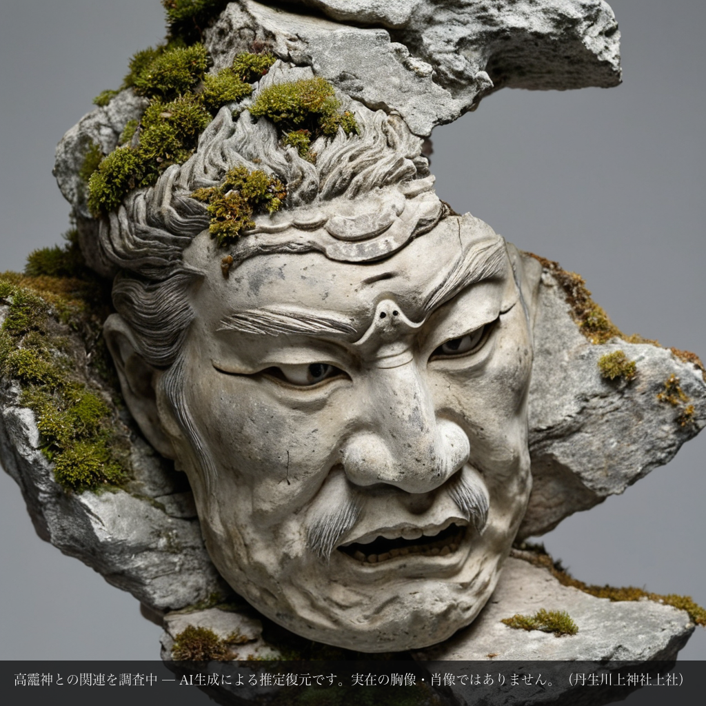 山上ヶ岳の起伏から起こした復元胸像(AI生成の推定復元。実在の像ではありません)